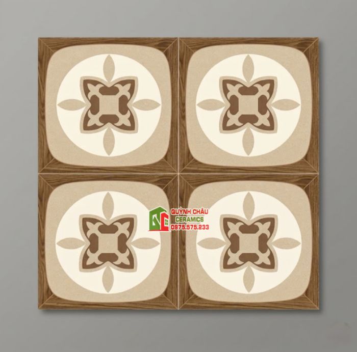 Gạch bông trang trí 40x40 hoạ tiết gỗ vân giả cổ