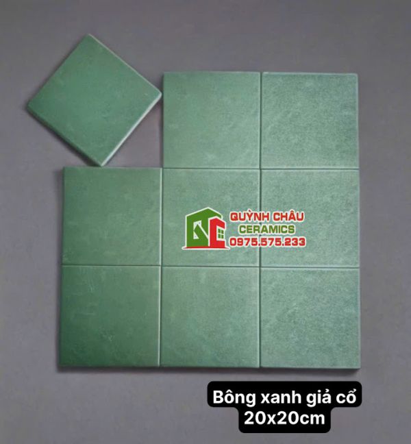 Gạch bông xanh cổ điển 20x20 đơn sắc