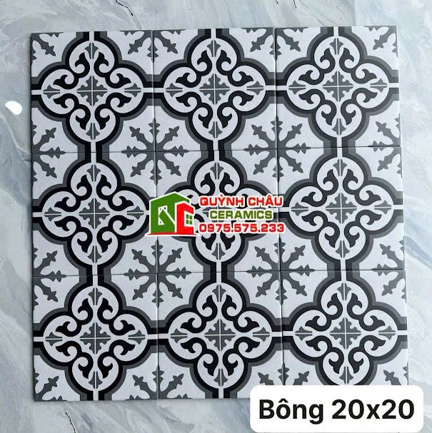 Gạch bông xương đá bề mặt hoa văn 20x20 trung quốc