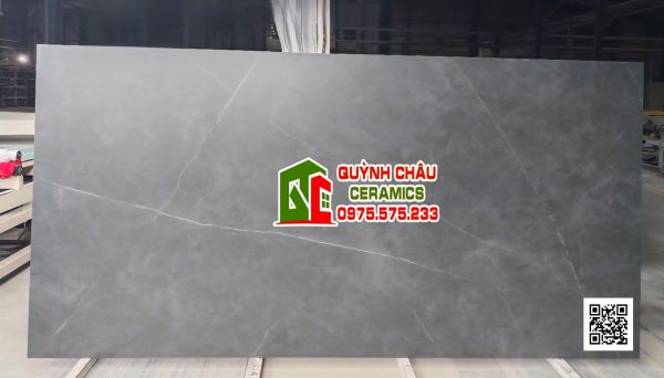 Gạch đá khổ lớn 160x320 đá mờ xám đen vân trắng
