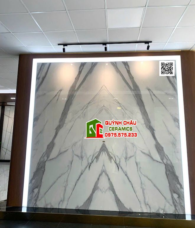 Gạch đá khổ lớn 160x320 vân đối xứng trắng xám