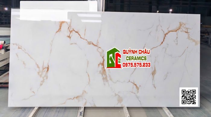 Gạch đá ốp lát 160x320 trắng vân nâu vàng bóng