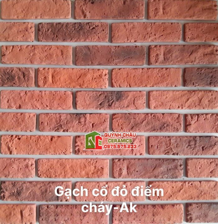 Gạch giả cổ bê tông màu đỏ điểm cháy