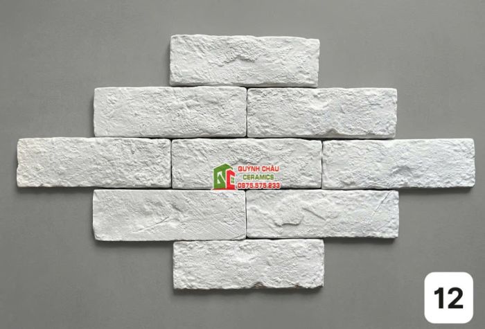 Gạch giả cổ bê tông màu trắng ốp tường