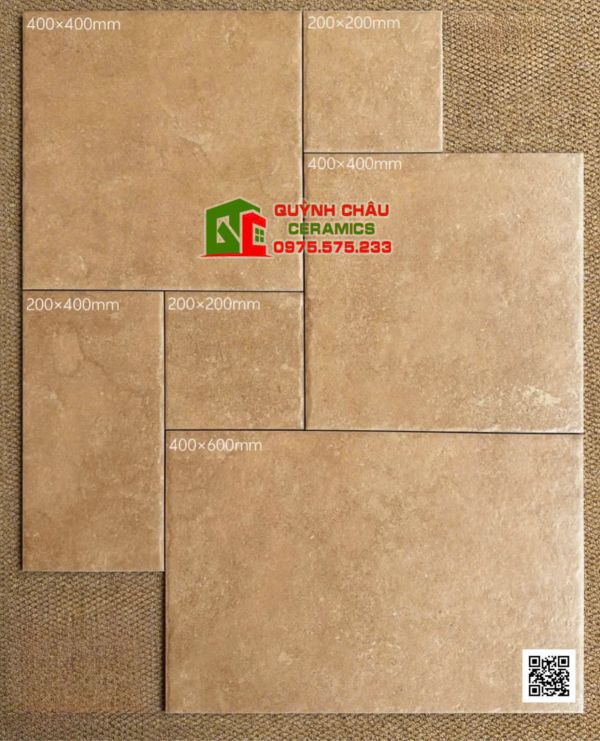 Gạch giả cổ trung quốc mix nhiều kích thước màu vàng đất