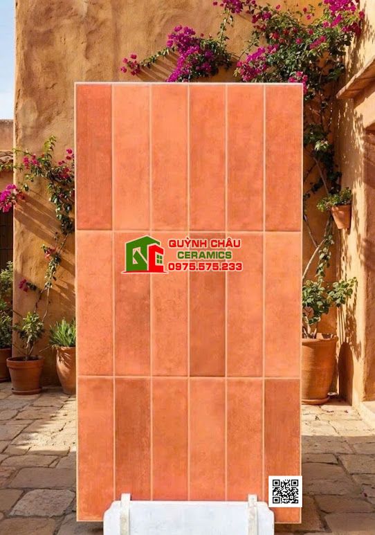 Gạch giả thẻ cổ điển 40x80 màu cam đất