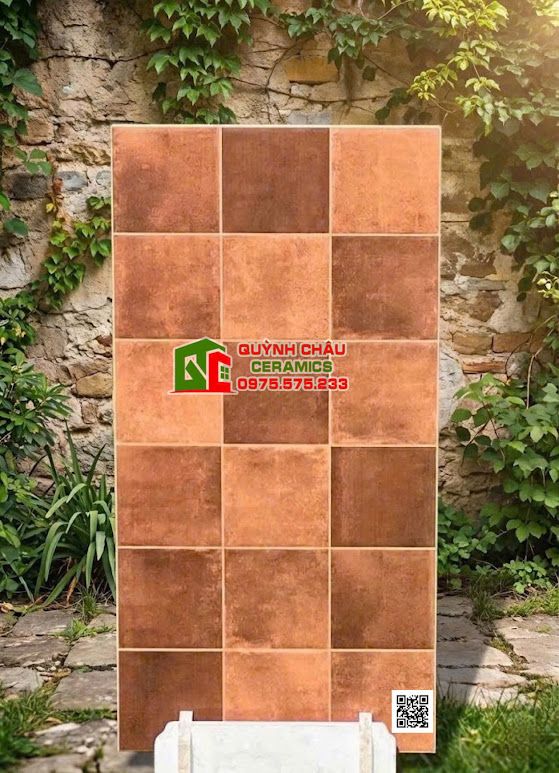 Gạch giả thẻ màu nâu cam đất 40x80 trung quốc