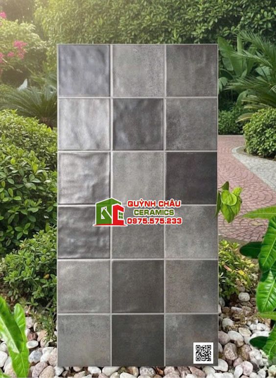 Gạch giả thẻ vuông 30x60 mix màu xám đen