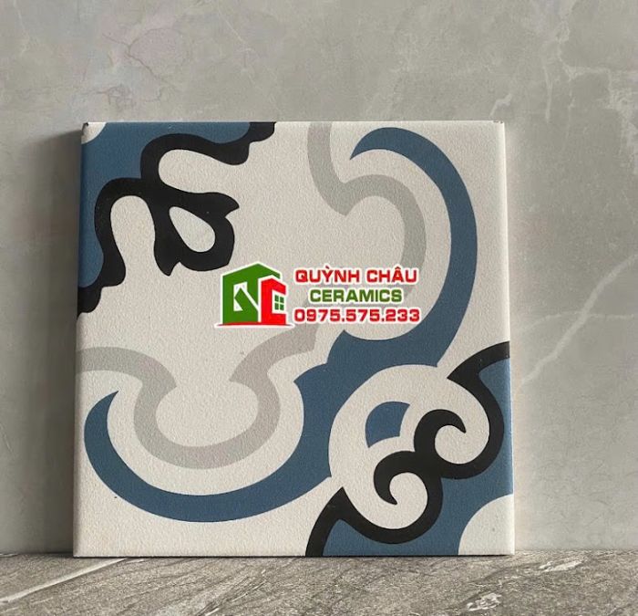 Gạch hoa xanh 20x20 bông hoạ tiết