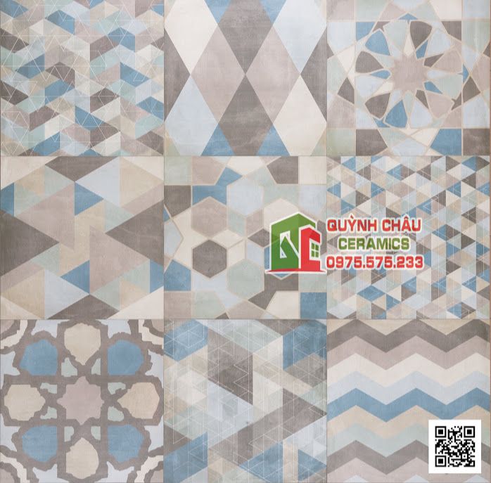 Gạch Italia 60x60 mờ họa tiết bông phối mix màu xi măng cao cấp