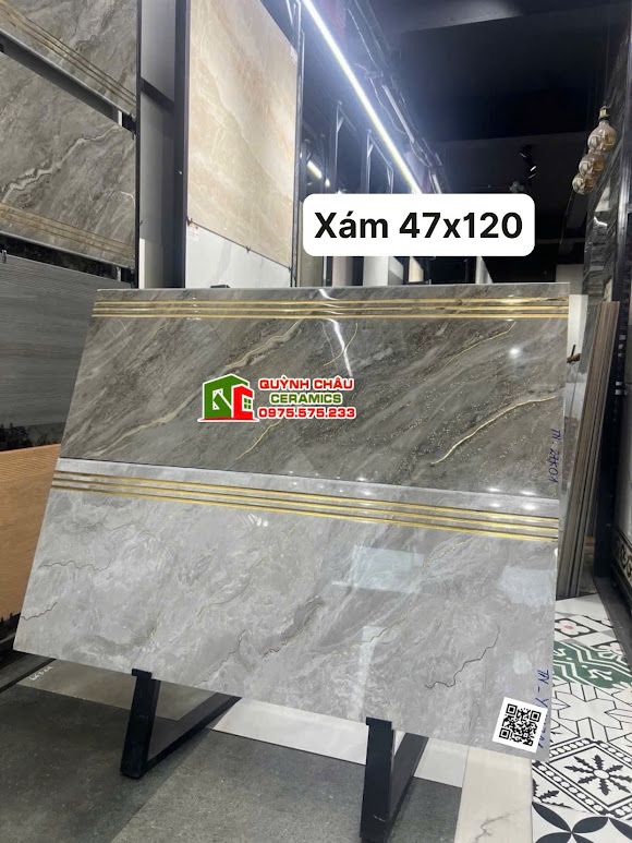 Gạch lát cầu thang 47x120 vân đá khắc kim