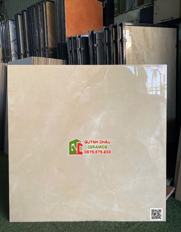 Gạch lát nền 100x100 ấn độ màu vàng kem vân đá sang trọng