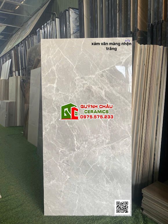 Gạch lát nền 60x120 ấn độ xám vân màng nhện trắng      