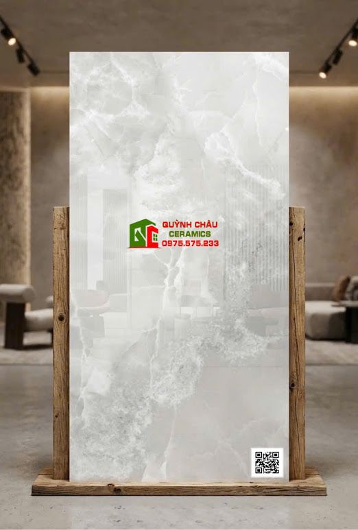 Gạch lát nền 60x120 bóng kính Onyx vân đá xanh xám nhạt