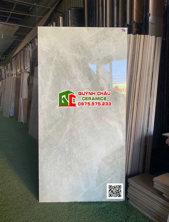 Gạch lát nền 60x120 xám vân trắng grey bóng kiếng