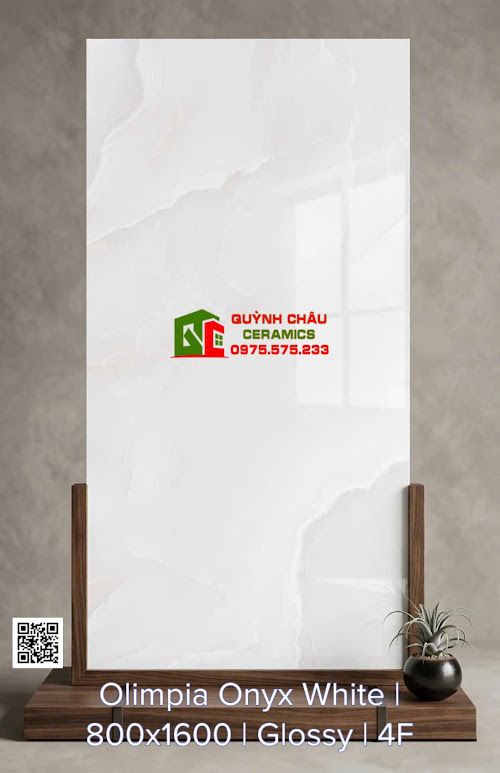 Gạch lát nền 80x160 trắng xám nhạt vân đá Onyx bóng kiếng