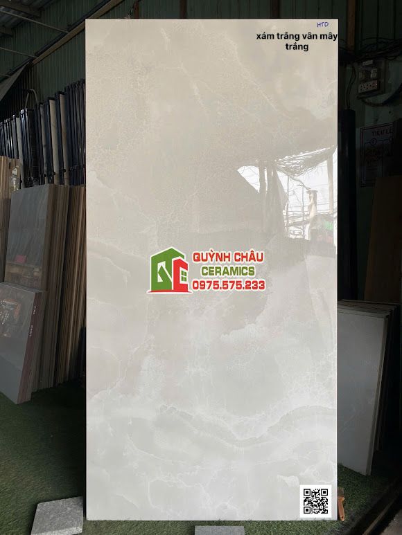 Gạch lát nền 80x160 xám trắng vân mây trắng ấn độ     