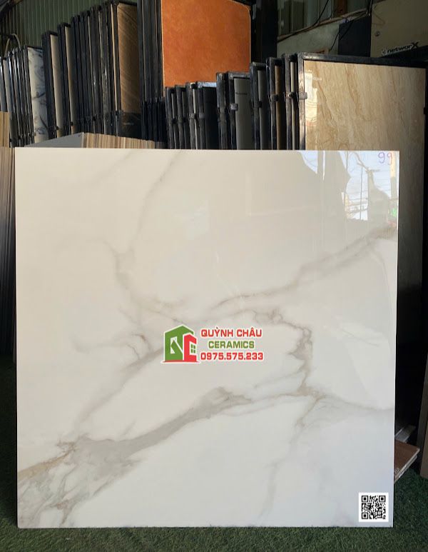 Gạch lát nền ấn độ 100x100 trắng Marble vân xám