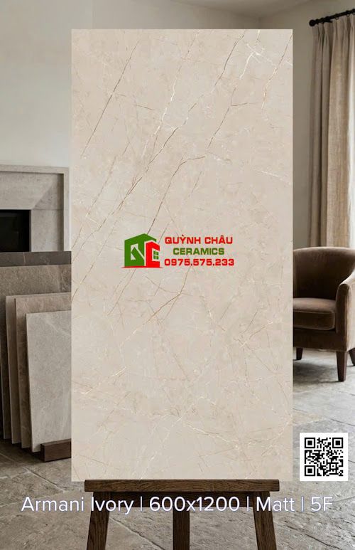 Gạch lát nền ấn độ 60x120 mờ vàng kem nhạt vân đá Marble
