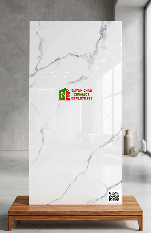 Gạch lát nền ấn độ 60x120 trắng vân xám sang trọng