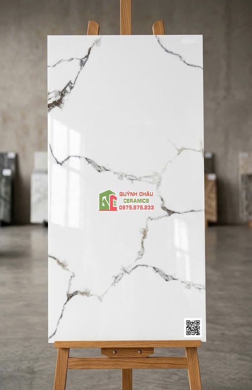 Gạch lát nền ấn độ 60x120 vân trắng xám đen sang trọng