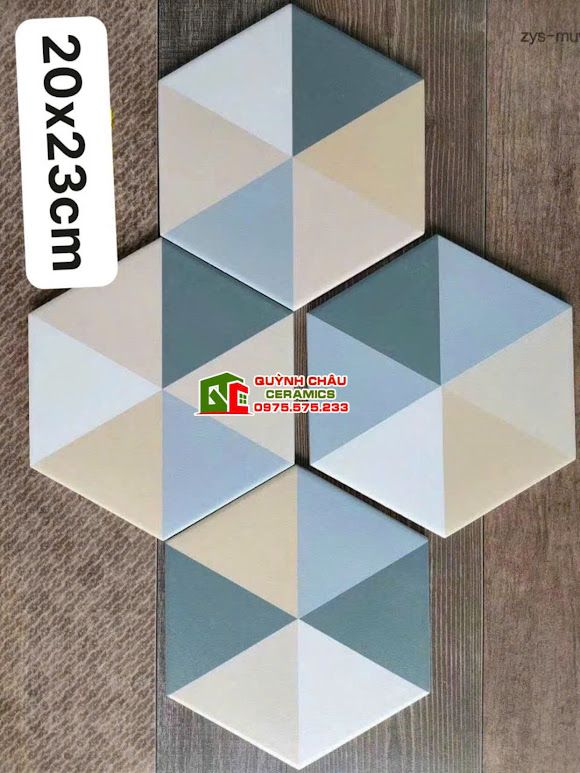 Gạch lục giác mix 4 màu hỗn hợp