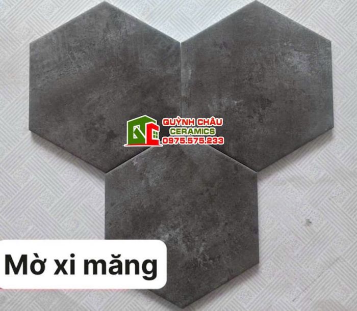 Gạch lục giác xám đen vân xi măng đậm