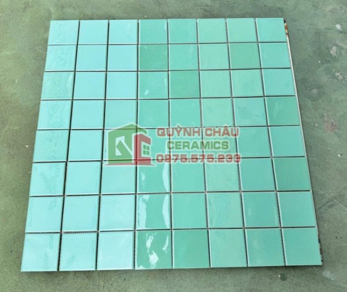 Gạch mosaic gốm sứ màu xanh men bóng