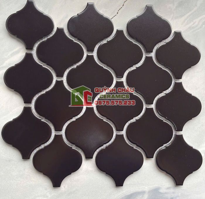 Gạch mosaic hình lồng đèn màu đen tuyền mờ