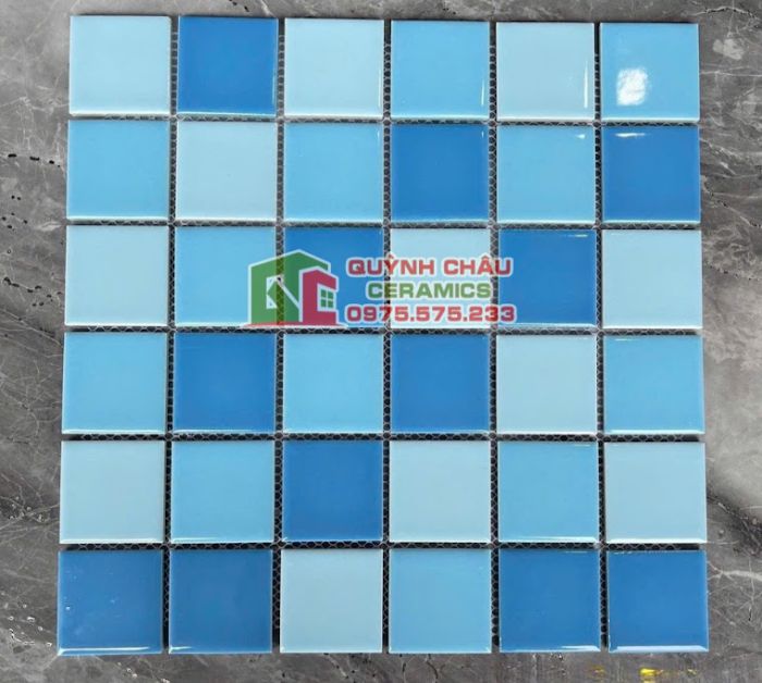  Gạch mosaic hồ bơi xanh biển mix màu