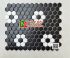 Gạch mosaic lục giác đen hình cánh hoa trắng đẹp