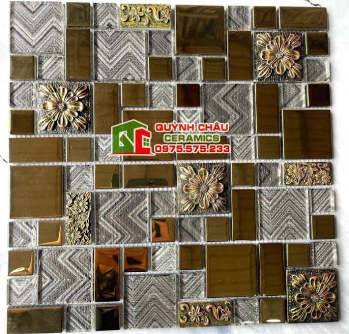 Gạch mosaic thuỷ tinh hoa văn cuốn hút