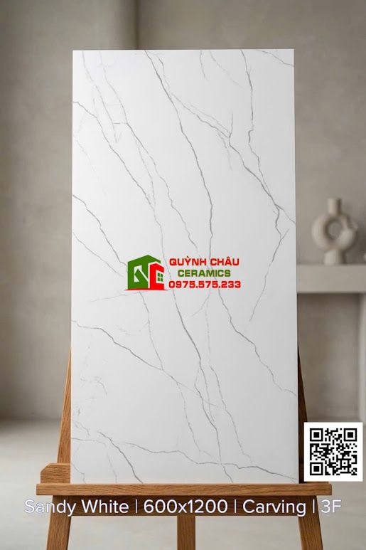 Gạch ốp lát 60x120 trắng bề mặt mờ Carving hiệu ứng điêu khắc