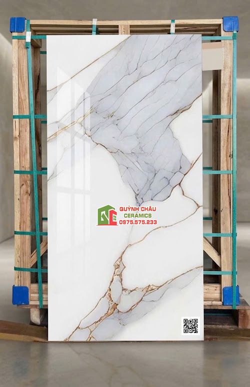 Gạch ốp lát ấn độ 60x120 màu trắng vân đá cẩm thạch sang trọng