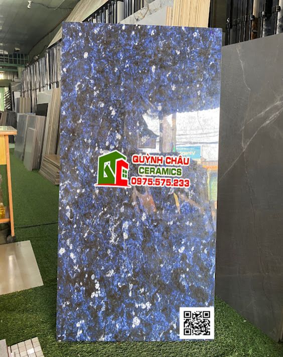  Gạch ốp lát ấn độ 60x120 màu xanh dương sapphire bóng kiếng