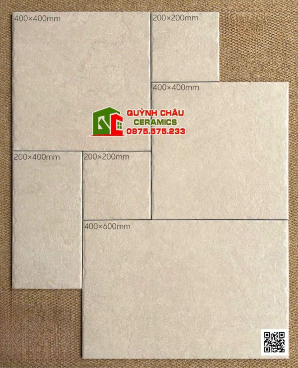 Gạch ốp lát trang trí giả cổ lộn xộn nhiều kích thước màu kem sáng