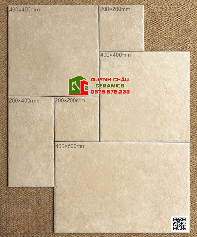 Gạch ốp lát trang trí giả cổ mix đa kích thước màu vàng kem