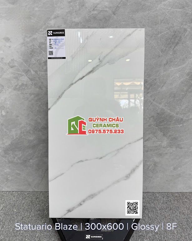 Gạch ốp tường ấn độ 30x60 đá bóng trắng vân cao cấp