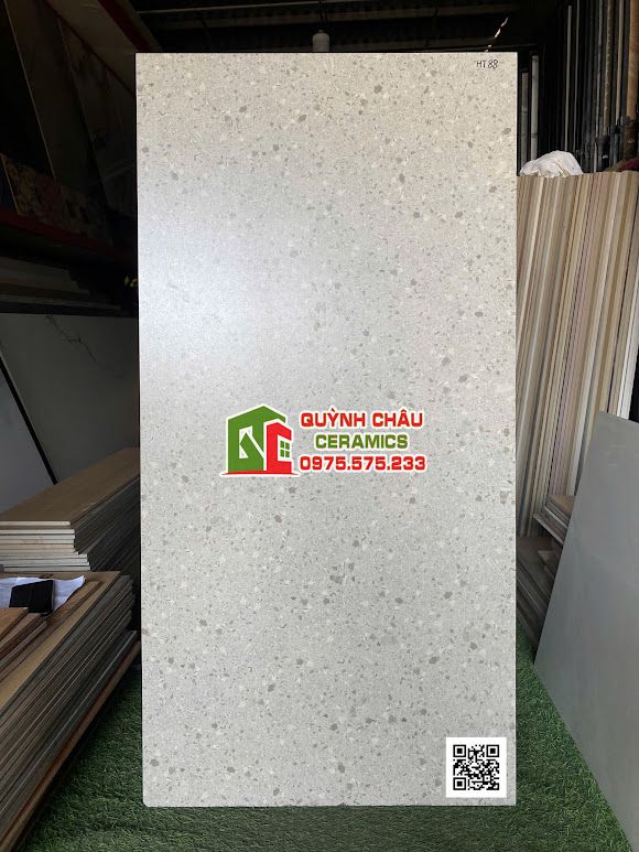 Gạch terrazzo hạt đá xám trắng 60x120 trung quốc             