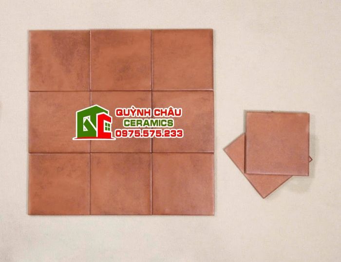 Gạch thẻ 15x15 màu nâu mờ hiệu ứng giả cổ