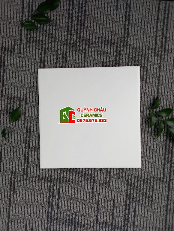 Gạch thẻ 20x20cm men màu trắng mờ