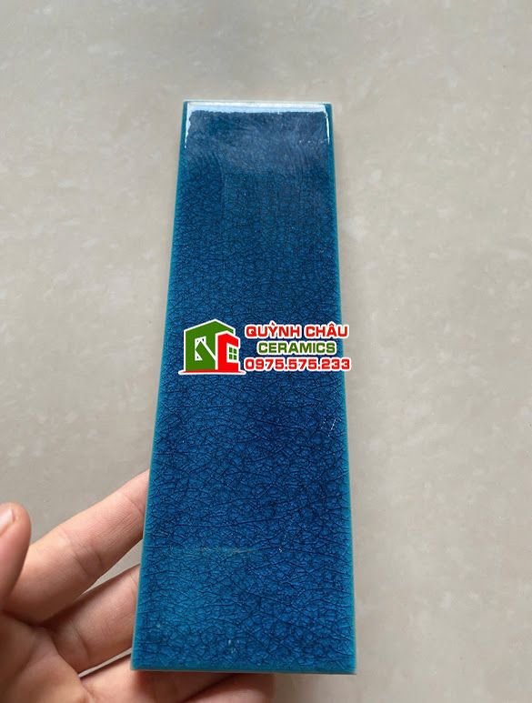 Gạch thẻ 6x20 men rạn xanh dương
