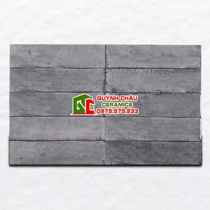 Gạch thẻ 6x24cm màu xám hiệu ứng gợn sóng