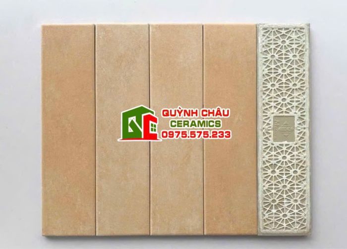 Gạch thẻ 75x300 đá mờ màu vàng giả cổ màu hiệu ứng