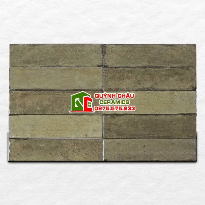 Gạch thẻ gợn sóng 6x24cm màu vàng nâu hiệu ứng
