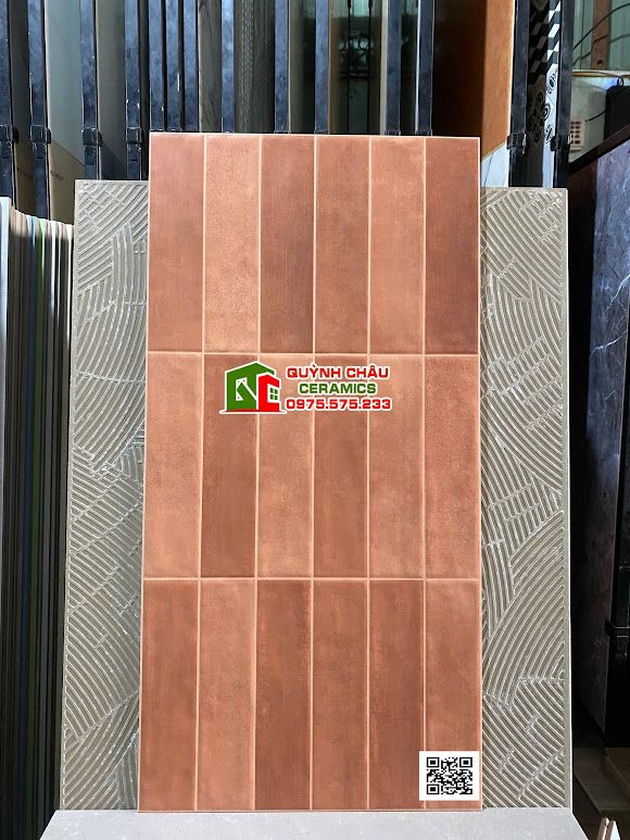 Gạch trang trí 40x80 hiệu ứng nâu đỏ giả cổ