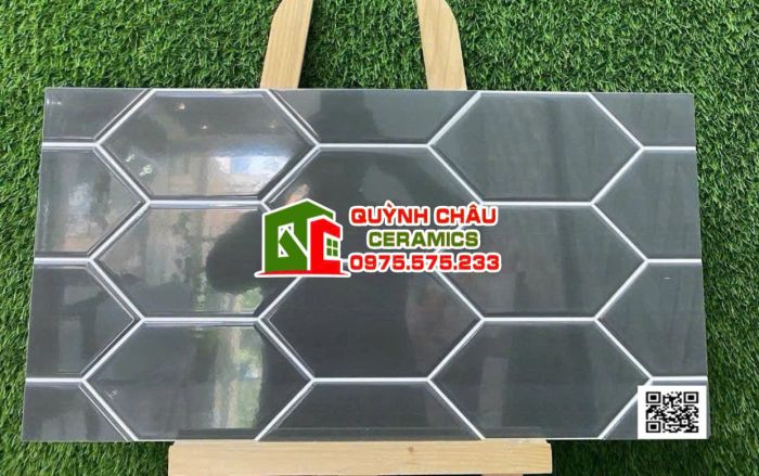Gạch trang trí ấn độ 30x60 hình mũi tên xám đen