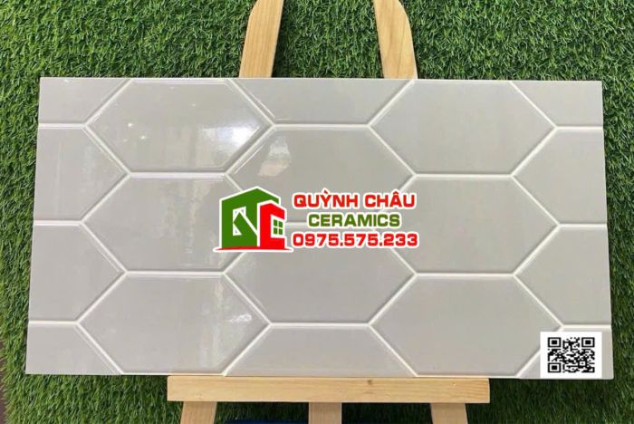 Gạch trang trí ấn độ 30x60 mũi tên xám men bóng