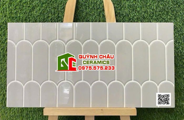 Gạch trang trí ấn độ 30x60 xám lông vũ men bóng