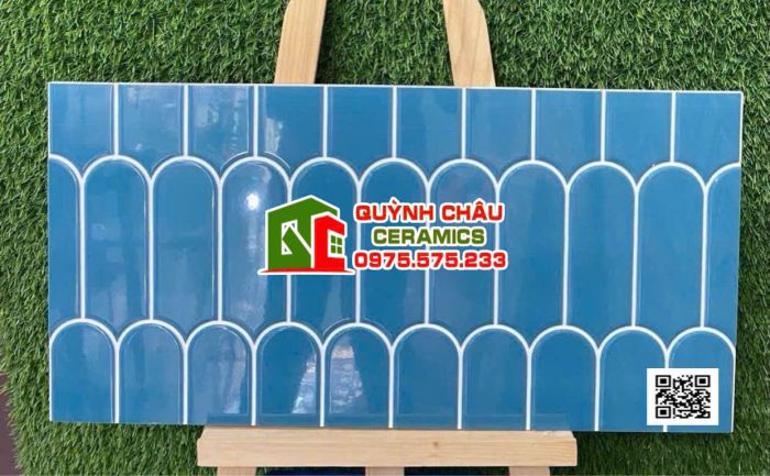 Gạch trang trí ấn độ 30x60 xanh ngọc men bóng